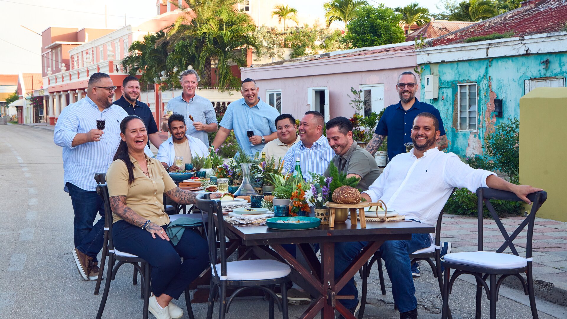 Aruban chef s having dinner together